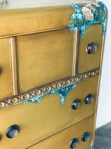 Western Glam Vintage Waterfall Chest of Drawers