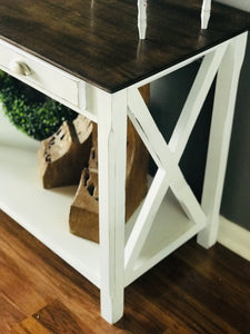 Farmhouse Cross Base Entryway Table