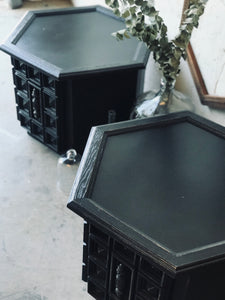 Moody Vintage Mediterranean Hexagon End Table Set