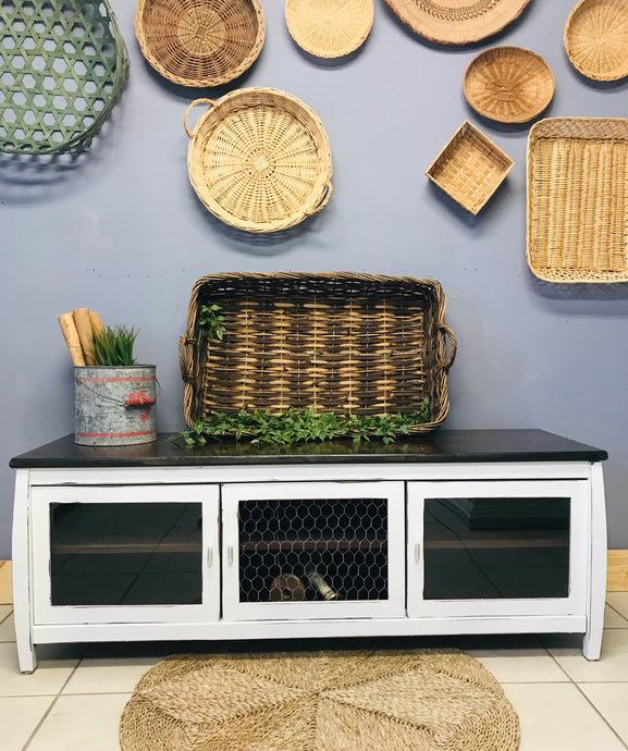 Pretty Farmhouse TV Stand Cabinet