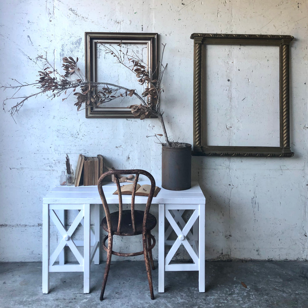 Farmhouse Desk or Entryway Table & Metal Chair