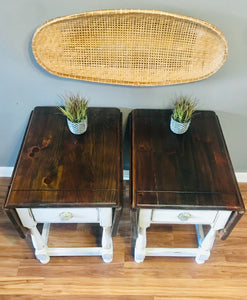 Unique Farmhouse Drop Leaf End Table Set