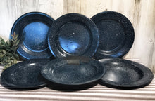 Load image into Gallery viewer, Enamelware Speckled Blue Plate Set (6)