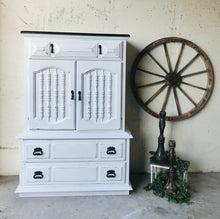 Load image into Gallery viewer, Pretty Vintage Farmhouse Armoire Chest of Drawers