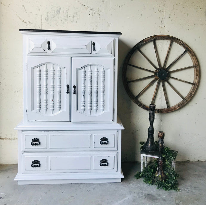 Pretty Vintage Farmhouse Armoire Chest of Drawers