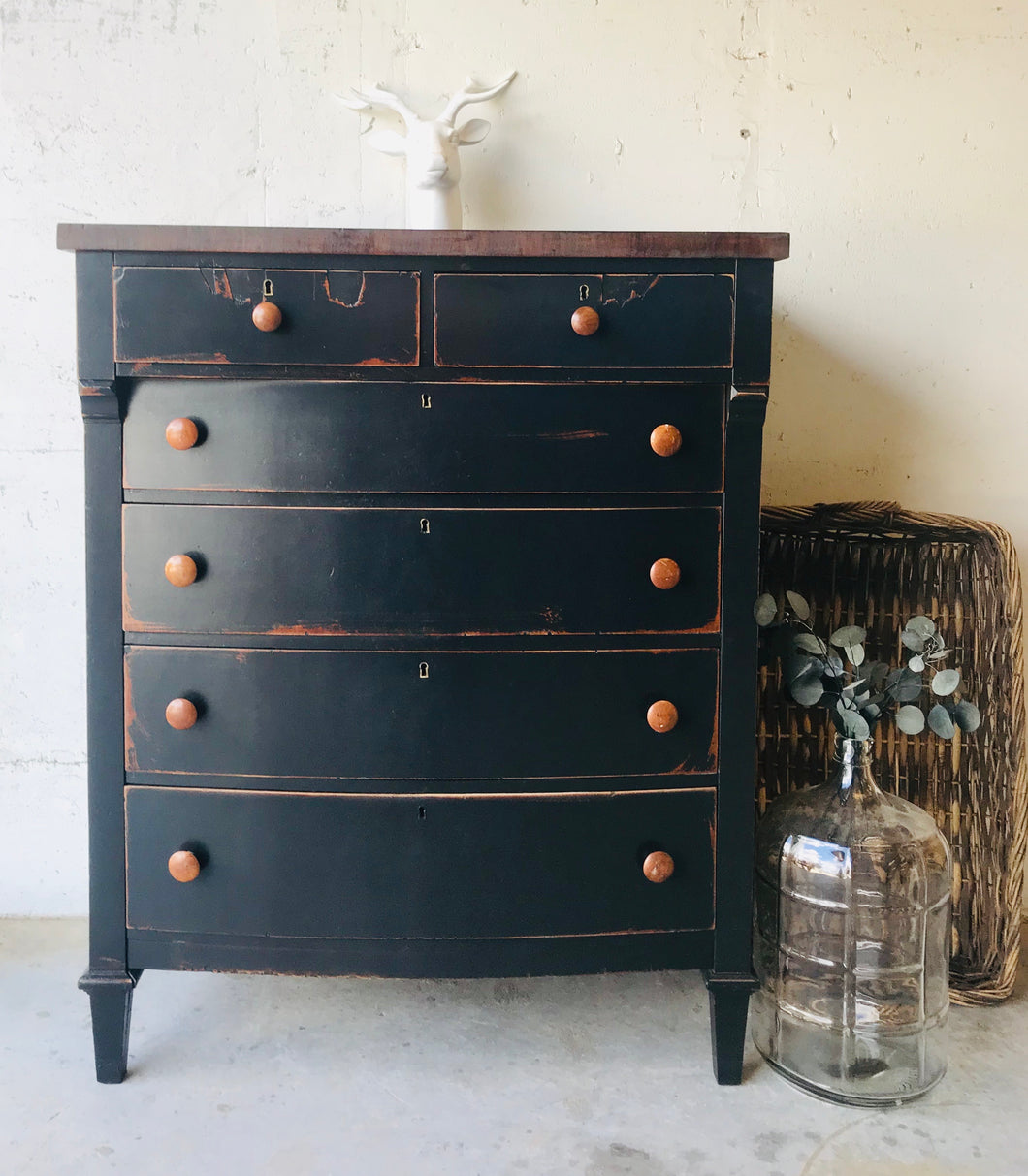 Moody Black Antique Chest of Drawers