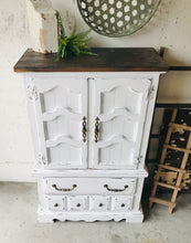 Load image into Gallery viewer, Pretty Vintage Farmhouse Armoire Dresser