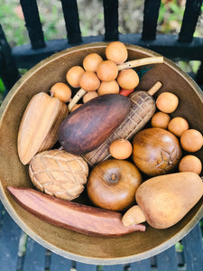 Wood Pedestal with Wood Fruit