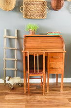 Load image into Gallery viewer, Adorable Vintage Handmade Roll Top Desk &amp; Chair