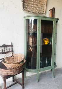 Gorgeous Chippy Antique Solid Wood Curio Cabinet