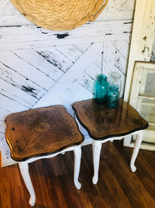 Beautiful Vintage Wood End Table Set