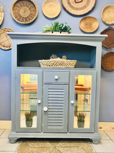 Beautiful Gray Lighted Hutch