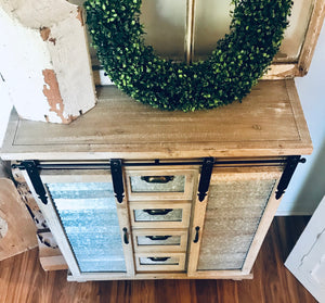 Perfect Rustic Galvanized Barn Door Cabinet