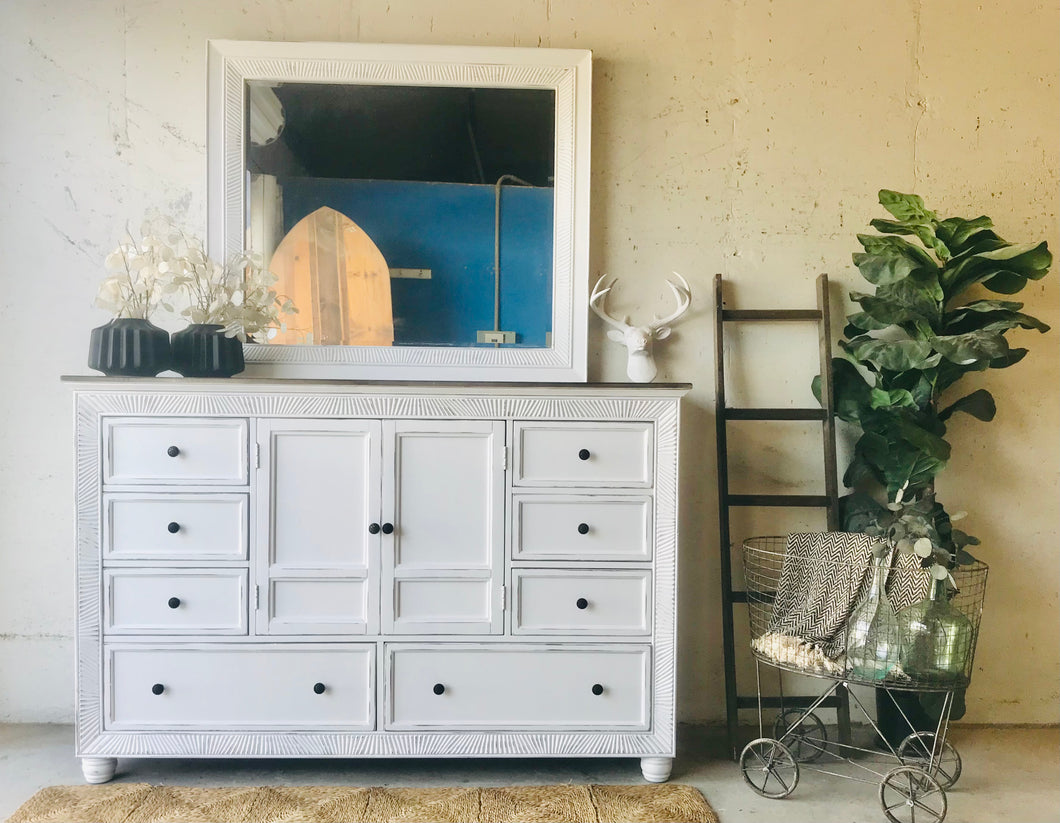 Stunning Large Farmhouse Dresser or Buffet w/ Mirror