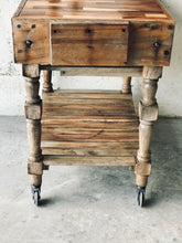 Load image into Gallery viewer, Stunning Solid Wood Vintage Rolling Butcher Block Island