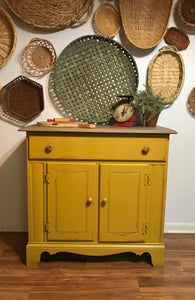 Cute Primitive Mustard Buffet Cabinet