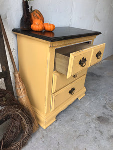 Adorable Mustard Yellow Chunky End Table or Nightstand