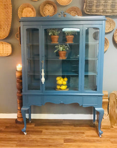 Pretty Blue Vintage China Cabinet