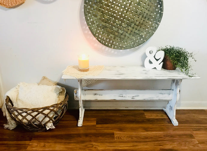 Adorable Vintage Small Wood Entryway Bench