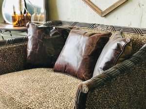 Amazing Wood Frame Leopard Loveseat & Pillows