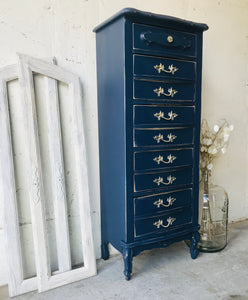 Beautiful Navy Blue French Provincial Lingerie Chest