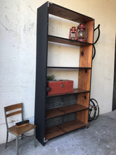 Load image into Gallery viewer, Industrial Farmhouse Rolling Bookshelf