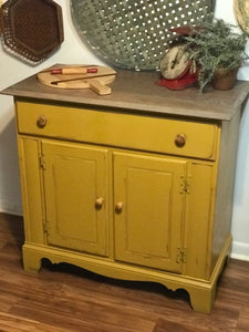 Cute Primitive Mustard Buffet Cabinet