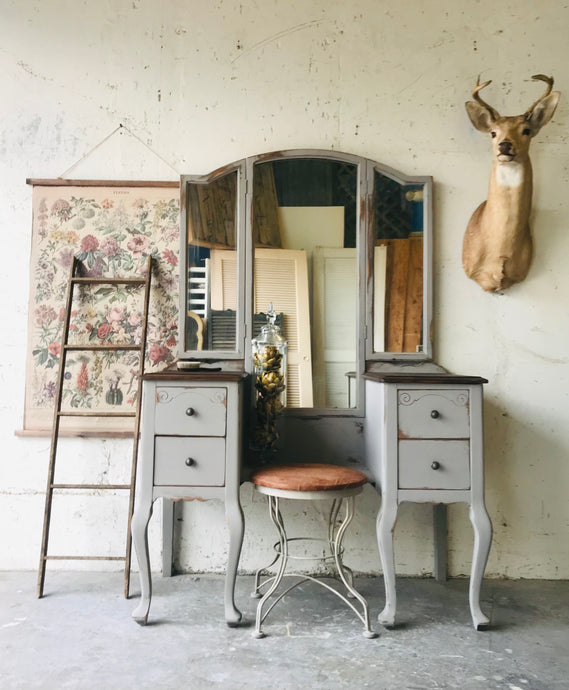 Pretty Antique Vanity & Stool