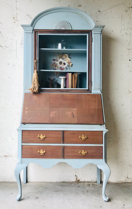 Lovely Vintage Floral Secretary Cabinet