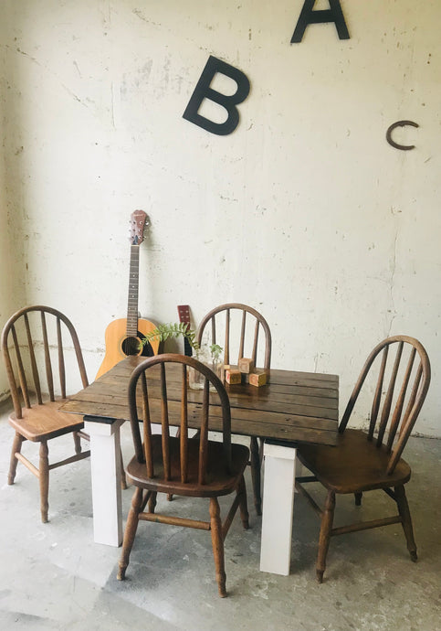 Adorable Toddler Farmhouse Table & Vintage Chairs Set (5pc)