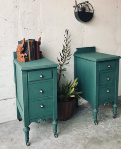 Beautiful Antique Repurposed Vanity Nightstand Set