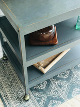 Load image into Gallery viewer, Vintage Gray Rolling Cart