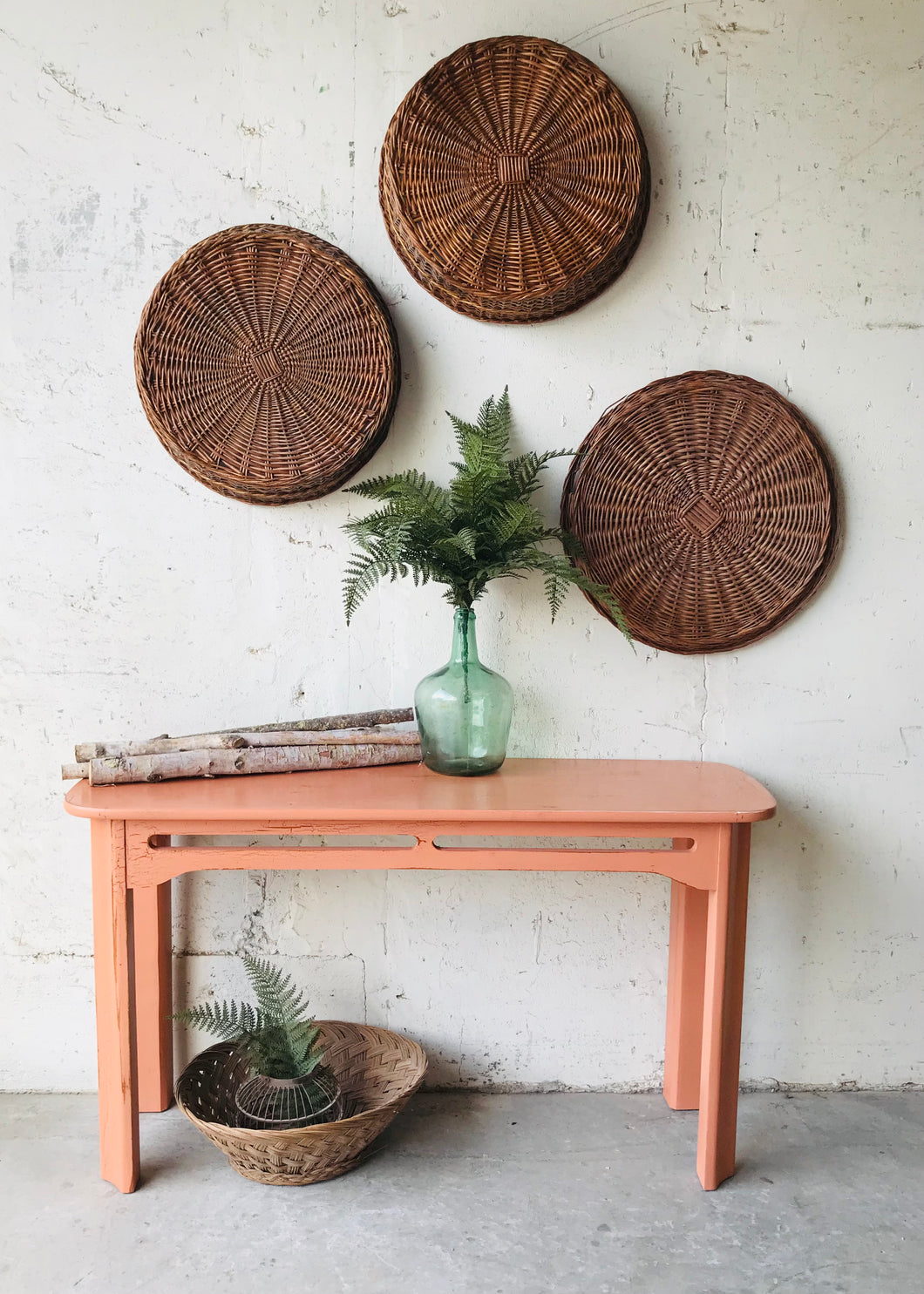 Vintage Boho Terra Cotta Entryway Table