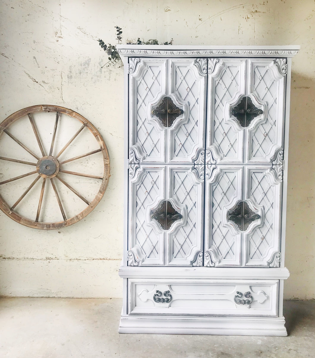 Stunning Large Vintage Farmhouse Armoire Chest of Drawers