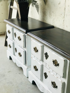 Chunky Vintage Farmhouse Nightstand Set