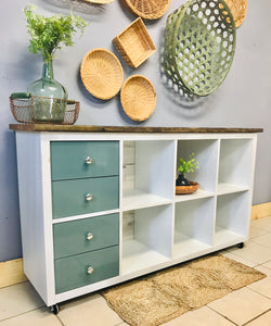 Beautiful Coastal Rolling Cubby or TV Stand