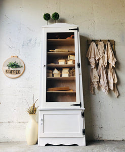 White Glass Front Storage Cabinet