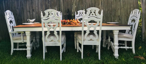 Extra Large Vintage Farmhouse Dining Table & Chairs