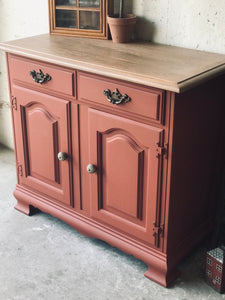 Beautiful Primitive Look Credenza, Small Buffet, or Coffee Bar