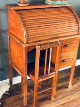 Load image into Gallery viewer, Adorable Vintage Handmade Roll Top Desk &amp; Chair