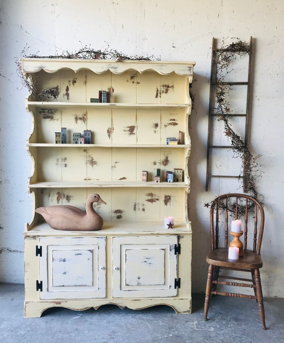 Adorable Vintage Country Hutch Display Cabinet