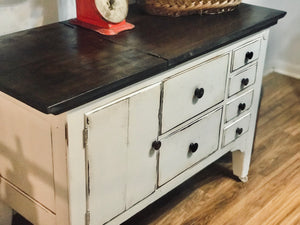 Amazing Antique Rolling Kitchen Island or Buffet Table