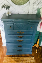 Load image into Gallery viewer, Chunky Vintage Stormy Blue Chest of Drawers