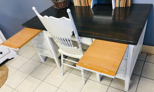 Large Vintage Wood Desk & Chair