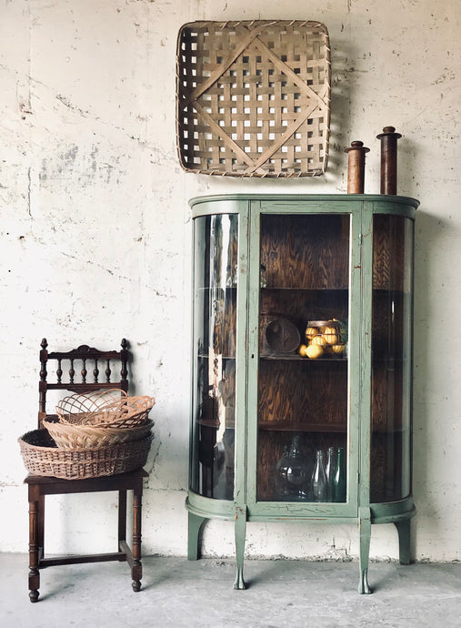 Gorgeous Chippy Antique Solid Wood Curio Cabinet