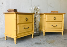 Load image into Gallery viewer, Vintage Faux Bamboo Nightstand or End Table Set