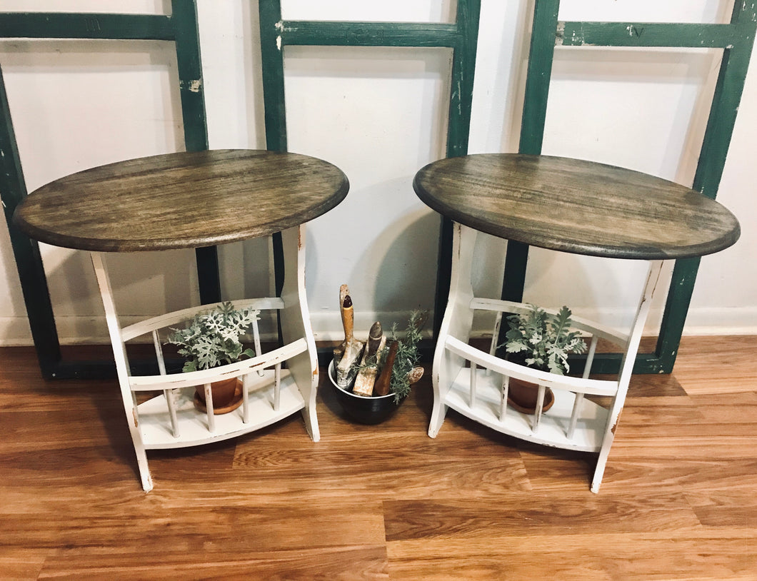 Adorable Farmhouse Magazine Rack End Table Set