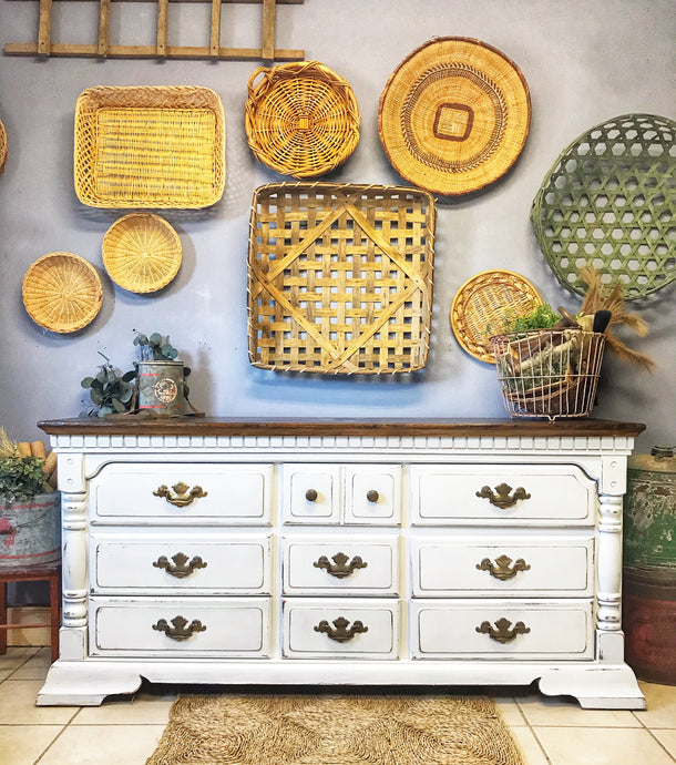 Perfect Vintage Farmhouse Buffet or Long Dresser