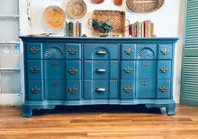 Load image into Gallery viewer, Beautiful Vintage Blue Long Dresser or Buffet