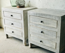 Load image into Gallery viewer, Pretty Whitewashed Solid Wood Nightstand or End Table Set